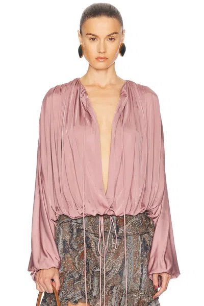 Saint Laurent Flared Oversize Knitwear Tie Detail In Pink