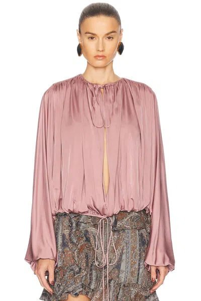 Saint Laurent Flared Oversize Knitwear Tie Detail In Pink