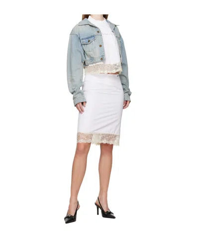 We11 Done White Lace Trim Midi Skirt In White