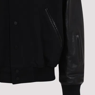 Jil Sander Oversize Wool & Leather Jacket In Black