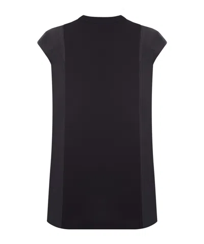 Sacai Jersey Mini Dress With Nylon Inserts In Black