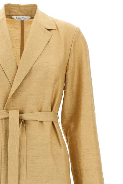 Max Mara Long Coat Cinched At Waist In Multi