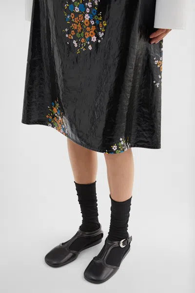 Jil Sander Leather Mary Jane Flats In Black