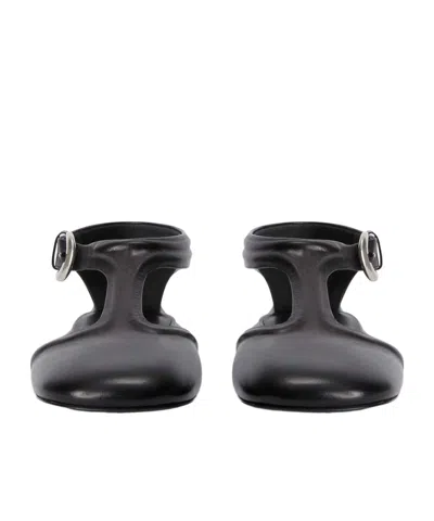 Jil Sander Leather Mary Jane Flats In Black