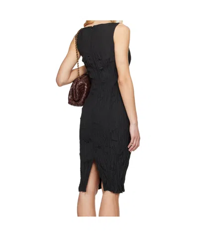 Bottega Veneta Black Crinkled Midi Dress In 1000 Black