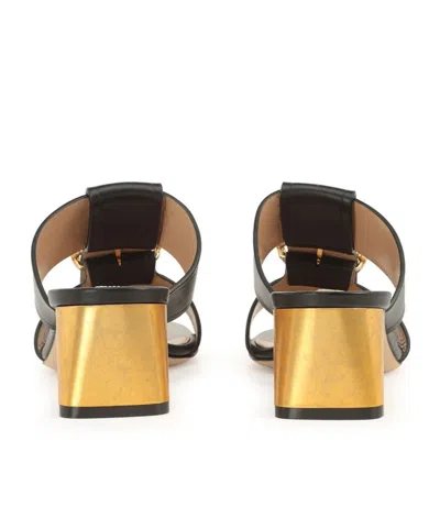 Sergio Rossi Block Heel Mules With Round Open Toe In Black