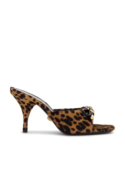 Versace Leopard Opera Bow Mules 85 Mm In Animalier