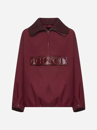 Gucci Womens Dark Rosso Ancora Half-zip Relaxed-fit Woven Jacket