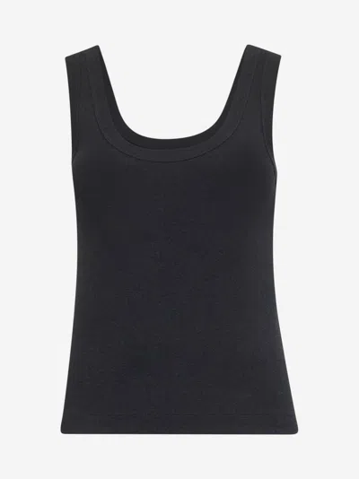 Brunello Cucinelli Black Cotton Tank Top With Monile Insert