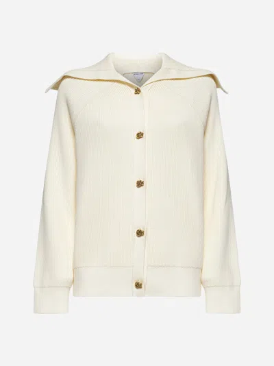 Bottega Veneta Women Cream Stretch Cotton Blend Cardigan