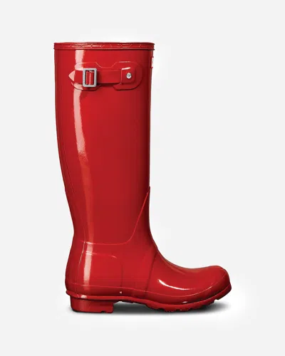 Hunter Original High Gloss Waterproof Boot In Red