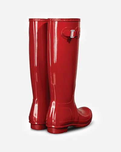 Hunter Original High Gloss Waterproof Boot In Red