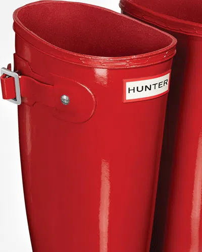 Hunter Original High Gloss Waterproof Boot In Red