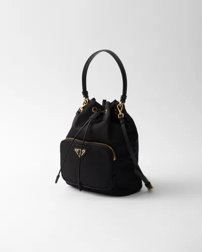 Prada Contemporary Re-nylon Bucket Bag Design In Black