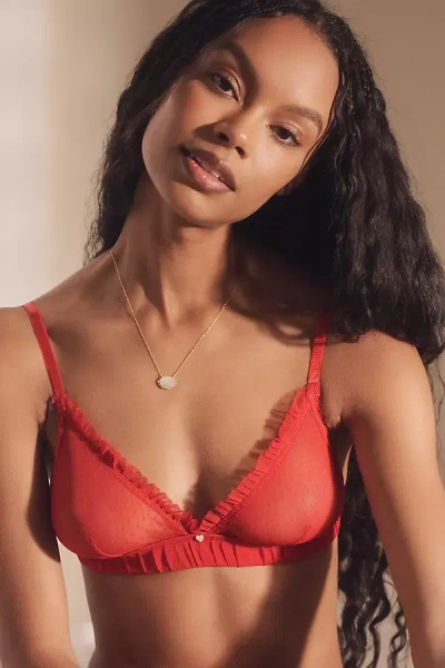 Clo Intimo Plumetis Mesh Triangle Bra In Red