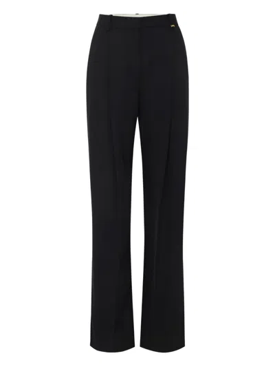 Elisabetta Franchi High-waisted Tailored Pants With Button Detail In Black