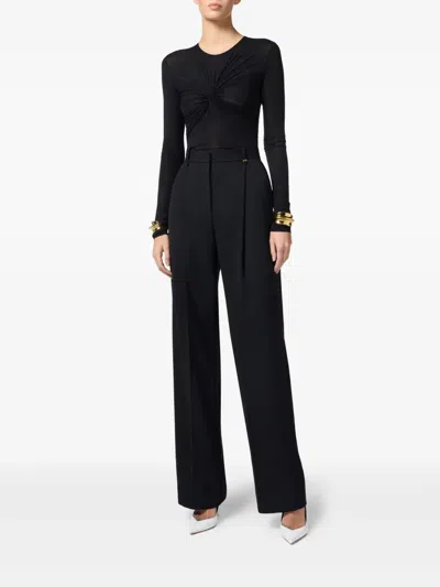 Elisabetta Franchi High-waisted Tailored Pants With Button Detail In Black