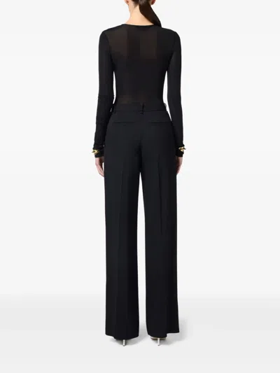 Elisabetta Franchi High-waisted Tailored Pants With Button Detail In Black
