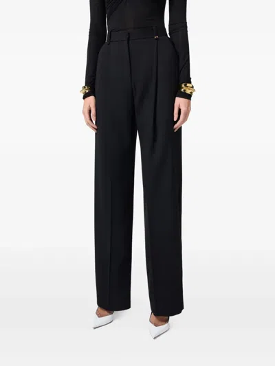 Elisabetta Franchi High-waisted Tailored Pants With Button Detail In Black
