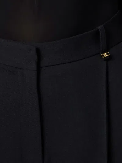 Elisabetta Franchi High-waisted Tailored Pants With Button Detail In Black