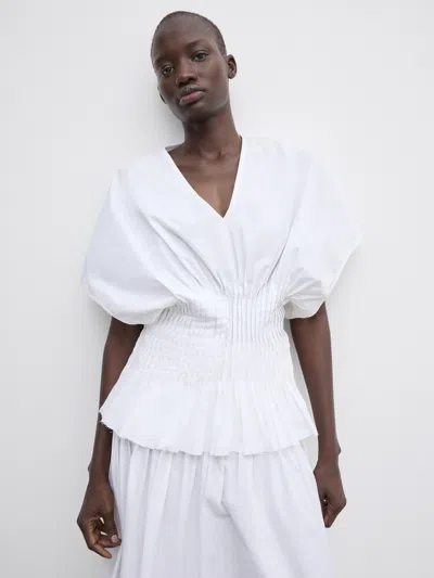 House Of Dagmar Organic Cotton Pintuck Blouse In White