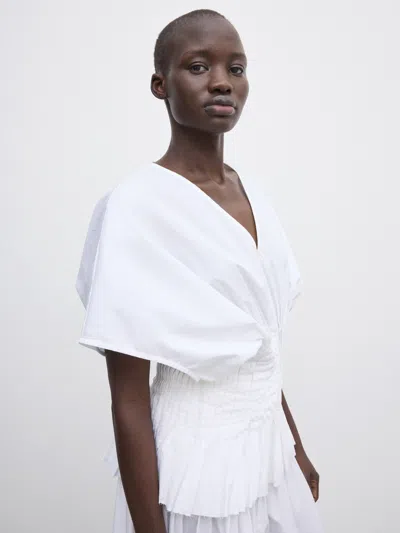 House Of Dagmar Organic Cotton Pintuck Blouse In White