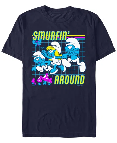 Smurfs Men's Smurf Around Short Sleeve T-shirt In Navy
