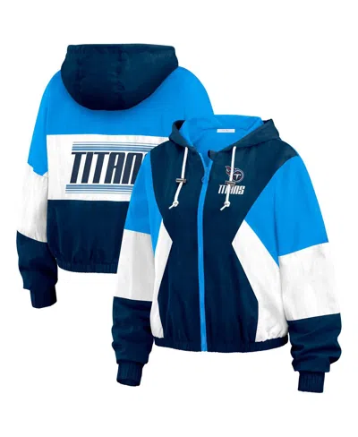 Wear By Erin Andrews Women's Light Blue Tennessee Titans Color Block Full-zip Windbreaker Jacket In Light Blue