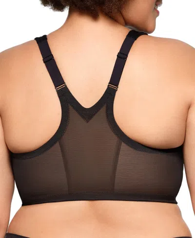 Glamorise Plus Size Magic Lift Front-closure Racerback Wire Free Bra #1206 In Black