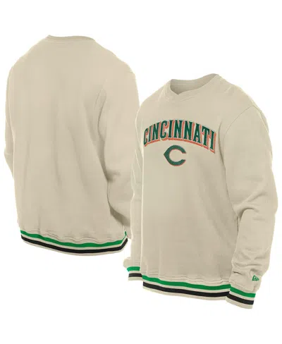 New Era Men's Cream Cincinnati Reds St. Patrick's Day Twill Pullover Sweatshirt In Multi