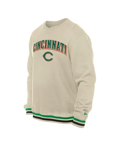 New Era Men's Cream Cincinnati Reds St. Patrick's Day Twill Pullover Sweatshirt In Multi