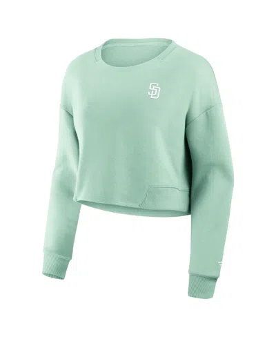 Fanatics Women's Mint Buffalo Bills Studio Tri-blend Cropped Pullover Sweatshirt In Mint