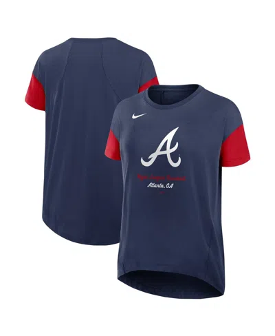 Nike Atlanta Braves Flowy Womenâs  Women's Dri-fit Mlb T-shirt In Navy