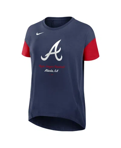 Nike Atlanta Braves Flowy Womenâs  Women's Dri-fit Mlb T-shirt In Navy
