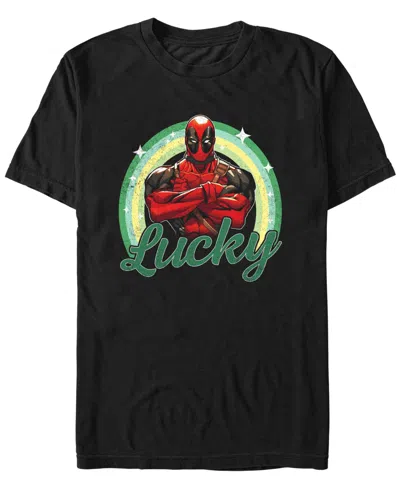 Deadpool Men's Lucky  Short Sleeve T-shirt In Black
