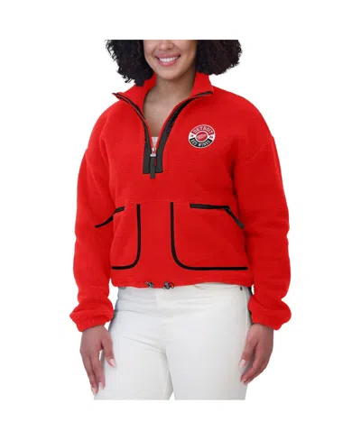 Wear By Erin Andrews Red New Jersey Devils Polar Fleece Half-zip Jacket In Red