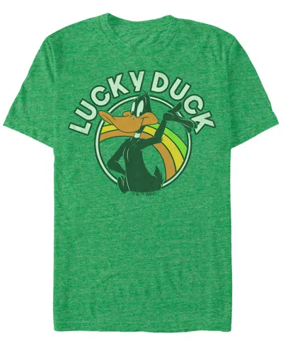 Looney Tunes Men's Lucky Duck Short Sleeve T-shirt In Kelly Heather