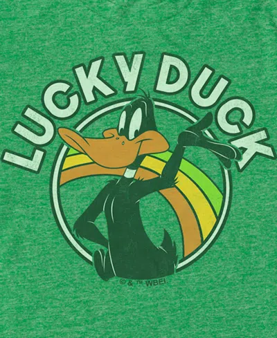 Looney Tunes Men's Lucky Duck Short Sleeve T-shirt In Kelly Heather