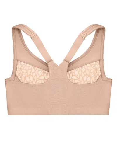 Glamorise Plus Size Magic Lift Front-closure Racerback Wire Free Bra #1206 In Cafe