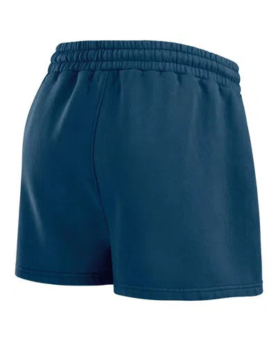 Wear By Erin Andrews Women's Navy New England Patriots Washed Fleece Long Sleeve T-shirt & Shorts Lounge Set In Blue