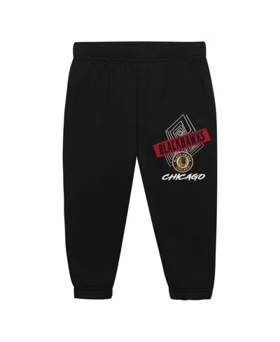 Mitchell & Ness Toddler 2-piece Chicago Blackhawks Oversized Block Buster Fleece Sweatshirt And Pants Set In Black