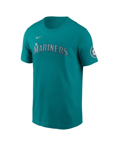 Nike Men's Julio Rodriguez Aqua Seattle Mariners Fuse Name Number Inline T-shirt In Green