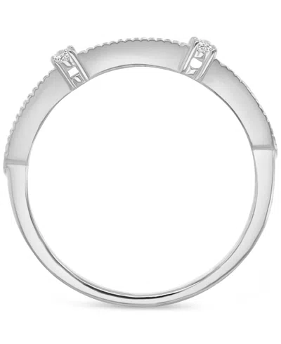 Macy's Cubic Zirconia Accent Ring (1/3 Ct. T.w.) In 14k Gold Over Sterling Silver In Silver