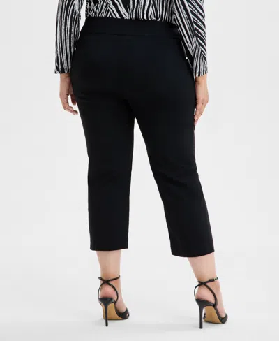 Inc International Concepts Plus Size Mid-rise Pull-on Capri Pants, Created For Macy's In Deep Black