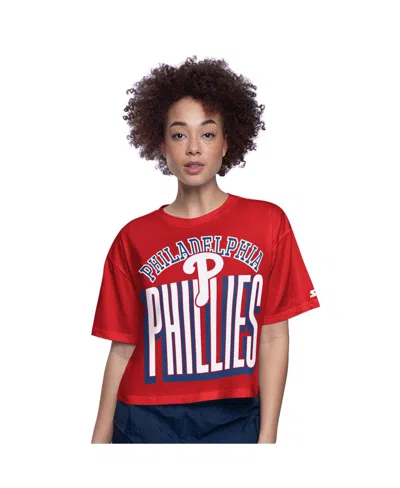 Starter Women's Red Philadelphia Phillies Play The Ball Boxy Cropped T-shirt In Red