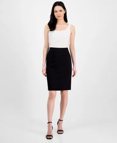 Anne Klein Pintuck Pencil Skirt In Anne Black
