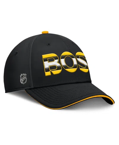 Fanatics Men's Black/gold Boston Bruins Authentic Pro Rink Team Code Flex Hat In Black,gold