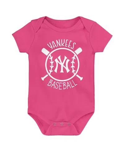 Outerstuff Baby Boys And Girls New York Yankees Slide Home 3-pack Bodysuit Set In Multi