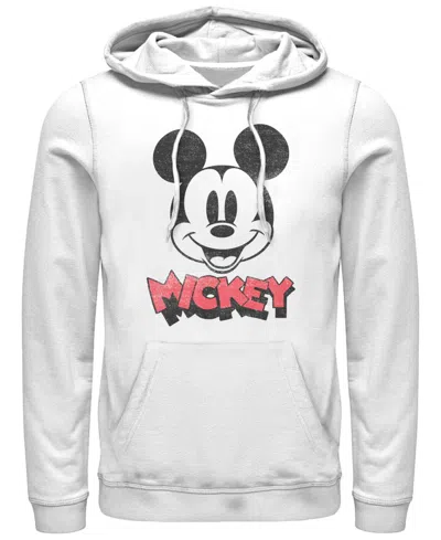 Mickey Classic Men's Heads Up Hoodie Fleece Pullover Sweatshirt In White