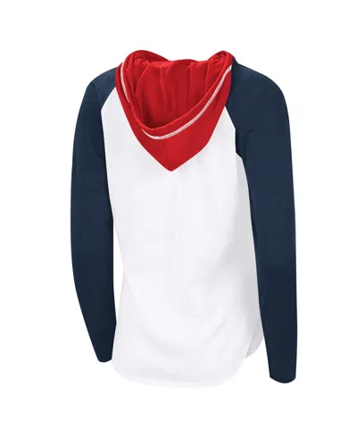 G-iii 4her By Carl Banks Women's White Florida Panthers Vip Raglan Long Sleeve Hoodie T-shirt In White,navy